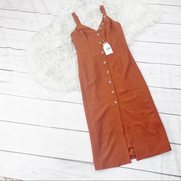 Song of Style Women's Isla Sleeveless Midi Dress in Sierra Brown Size Small - Picture 2 of 5